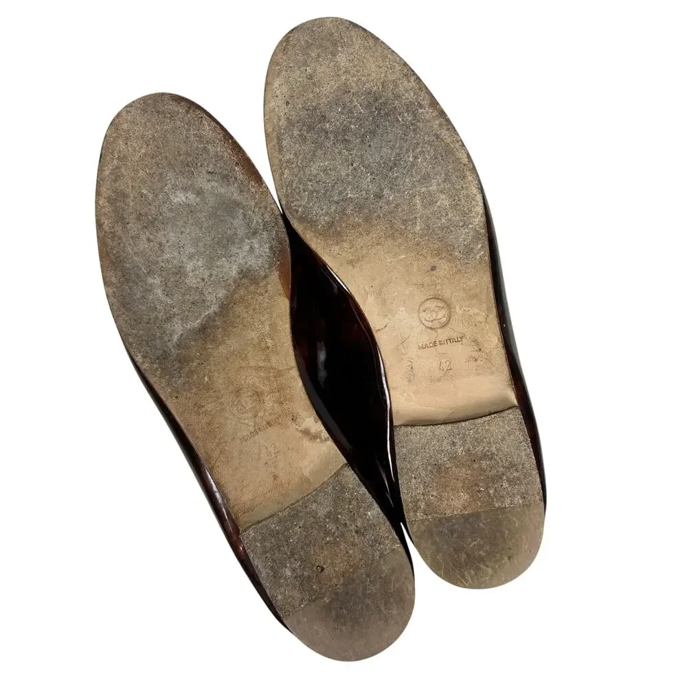 Chanel Tortoise Shell Brown CC Monogram Slip On Ballet Flats 42 12 - Picture 8 of 9